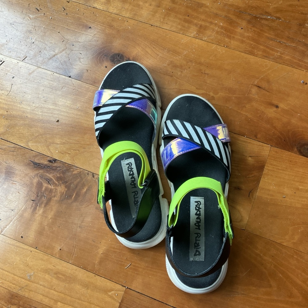 Trendy Sandals with Neon and Stripes